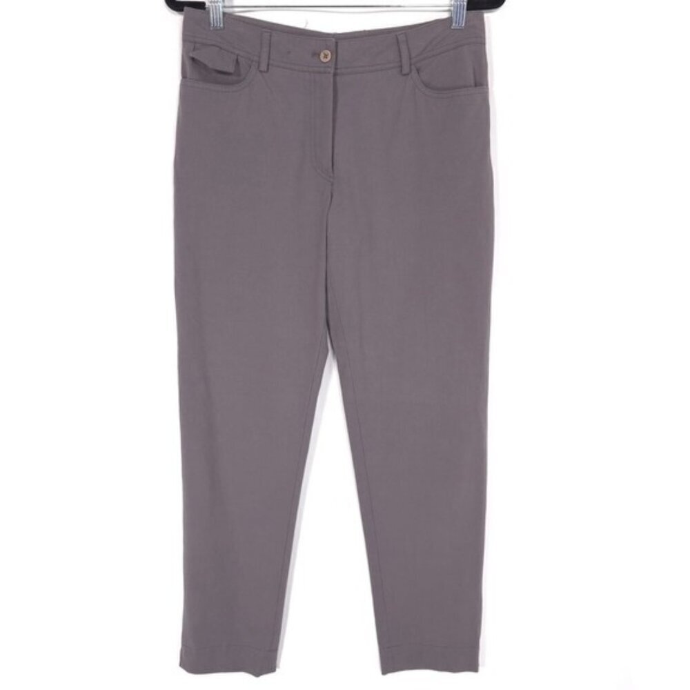 GUNEX Women's Pants Size 8 Trousers ITALY MADE Controllo‎ V Gray Stretch Cotton